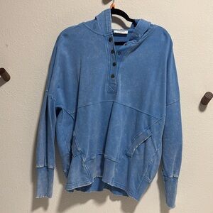 Zenana blue hoodie acid wash size S